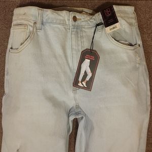 High Waisted Distressed & Torn Womens Light Blue Denim Jeans Size 19